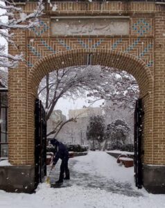 اجرای عملیات برف‌روبی پارک‌ها و برف‌تکانی تنه و شاخه درختان توسط شهرداری منطقه ۸