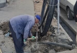 لوله‌گذاری پروژه انتقال آب خام در خیابان تربیت غربی تبریز