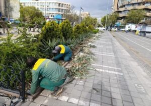 ساماندهی و بازپیرایی فضای سبز در پیاده‌راه میدان کهن