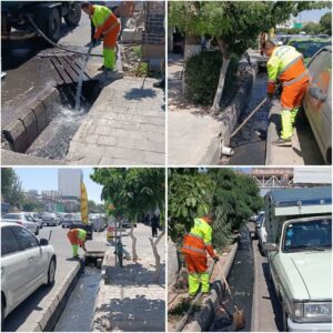 اجرای عملیات تنظیف و شست‌وشوی ۱۹۰۰ متر از جوب آب مسیر دروازه در منطقه یک تبریز