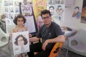 اجرای زنده طراحی کاریکاتور در فرهنگسرای تاریخی نیکدل تبریز